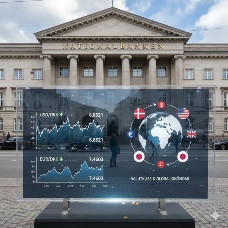 Valutakurser hos Nationalbanken og Danmarks penge i dag